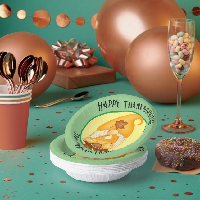 Happy Thanksgiving with family name (editable) Paper Plate (Multi)