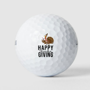 Happy Thanksgiving with funny turkey Golf Balls