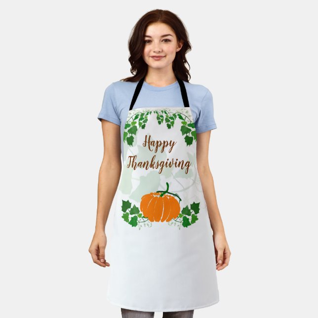 Happy Thanksgiving with Pumpkin Apron (Worn)