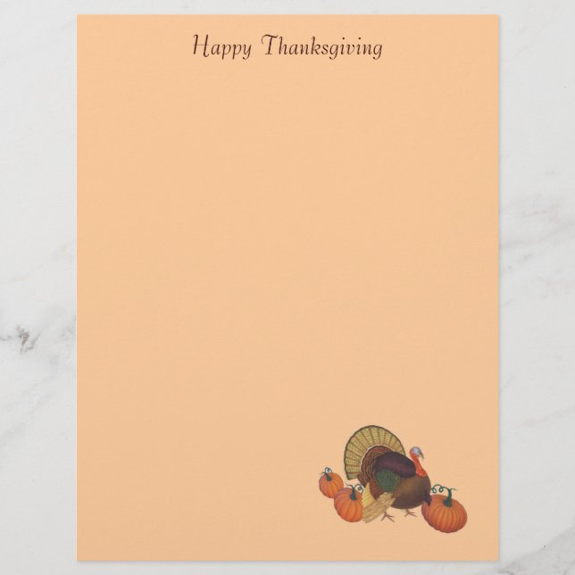 Happy Thanksgiving with Turkey Letterhead (Front)