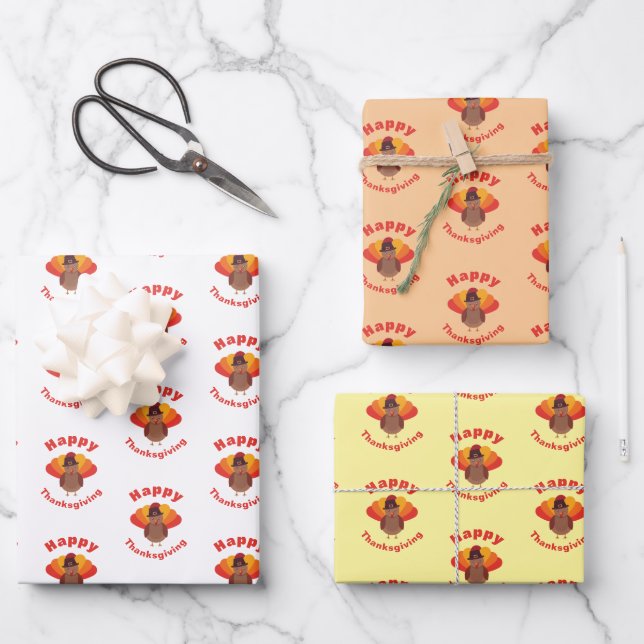 Happy Thanksgiving Wrapping Paper Sheet (Front)