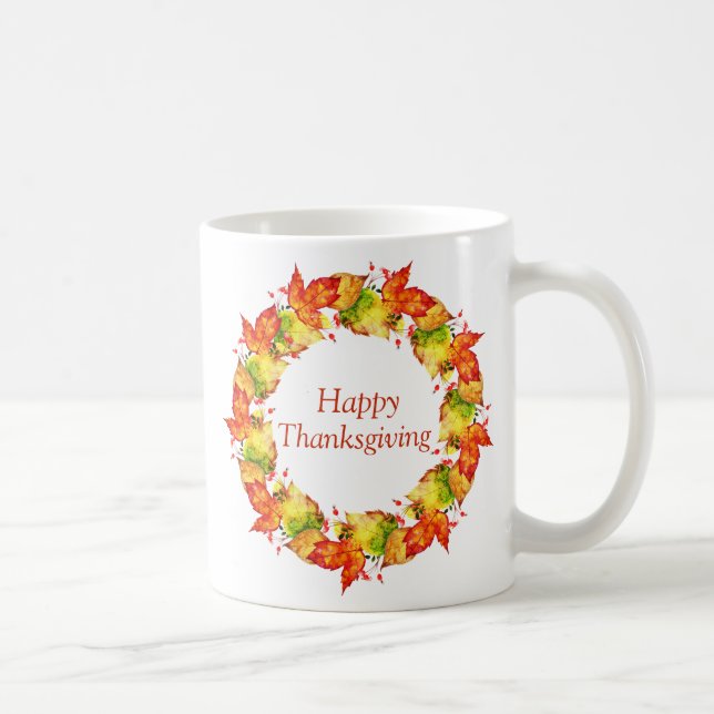 Happy Thanksgiving Wreath Coffee Mug (Right)