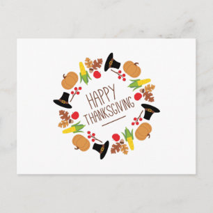 Happy Thanksgiving Wreath Holiday Postcard