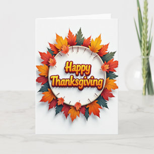 Happy Thanksgiving Wreath Of Leaves Card