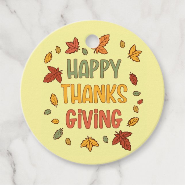 Happy Thanksgiving - Yellow Theme Favour Tags (Front)