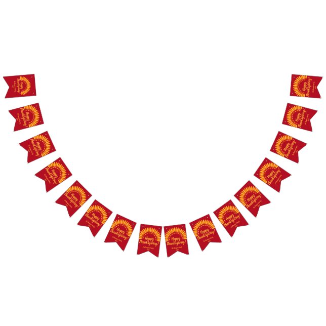 Happy Thanksgiving Yellows Red Add Name & Year Bunting (All)