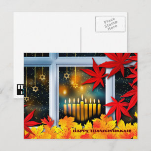 Happy Thanksgivukkah. Hanukkah and Thanksgiving Holiday Postcard