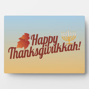 Happy Thanksgivukkah Menorah/Leaf Plaque