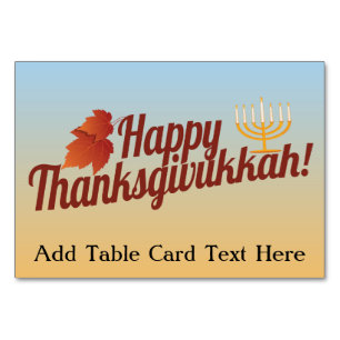 Happy Thanksgivukkah Menorah/Leaf Table Number