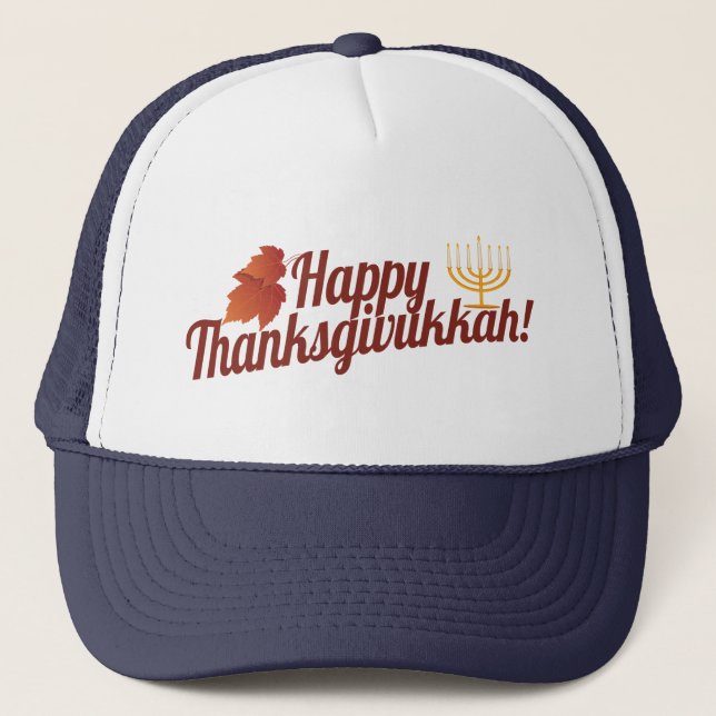 Happy Thanksgivukkah Menorah/Leaf Trucker Hat (Front)