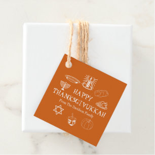 Happy Thanksgivukkah orange Thanksgiving Hanukkah Favour Tags