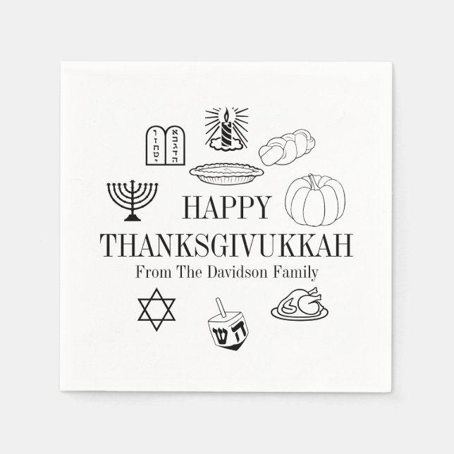 Happy Thanksgivukkah Thanksgiving Hanukkah Napkin (Front)