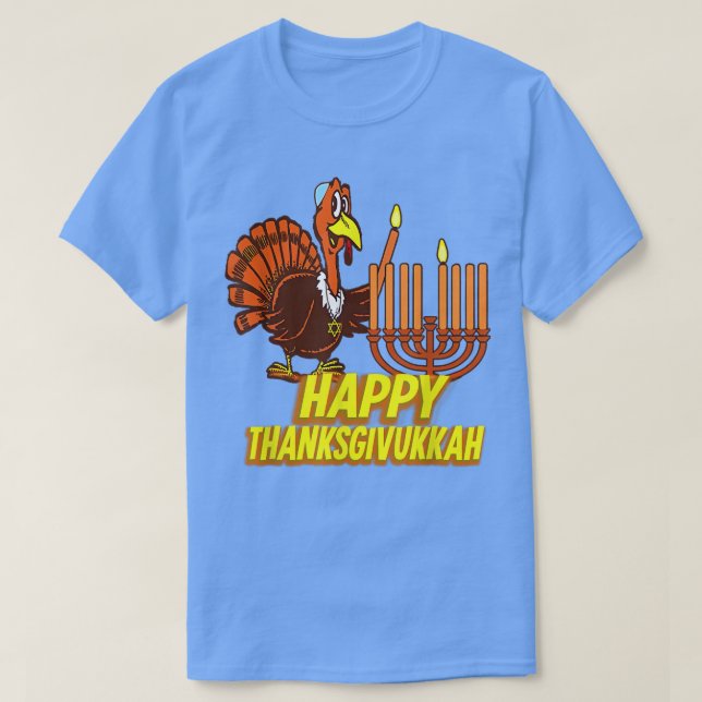 Happy Thanksgivukkah Turkey Hanukkah Festive Jewis T-Shirt (Design Front)