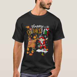 Happy Thanksmas Dabbing Turkey Santa Thanksgiving T-Shirt