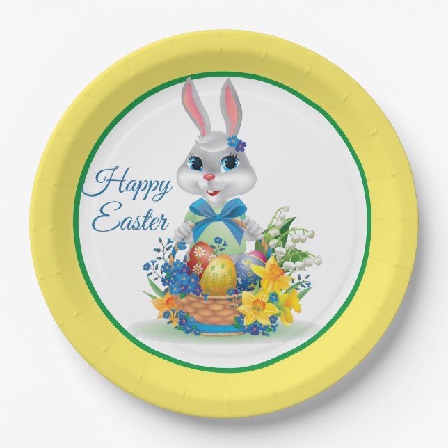 Happy The Easter Bunny Paper Plate (Front)