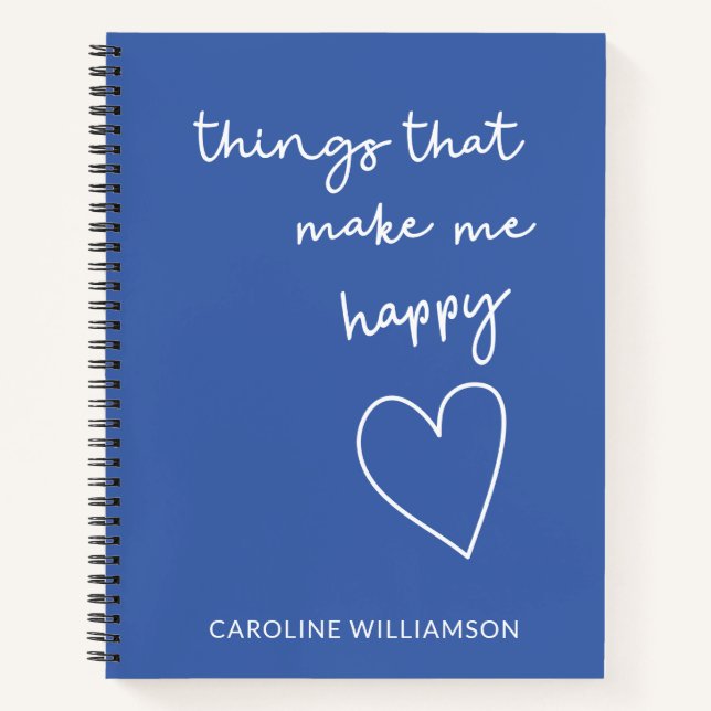 Happy Things Personalised Blue Gratitude Journal (Front)