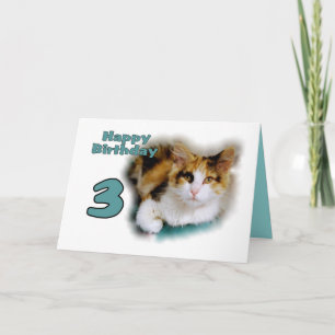 Happy Third Birthday Calico Cat Card