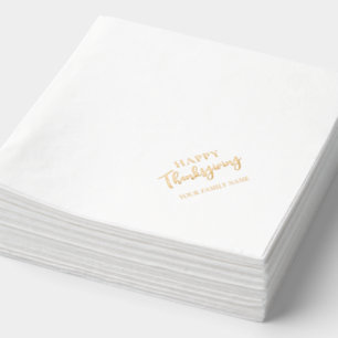 Happy Thnaksgiving Dinner Family Name Foil Napkins