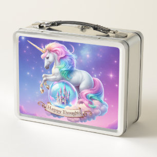 Happy Thoughts Unicorn Castle Metal Lunchbox