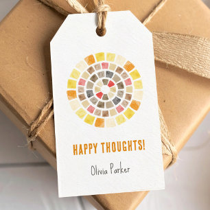 Happy thoughts with watercolour circle gift tags
