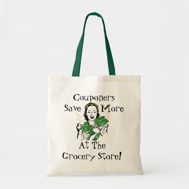 Happy Thrifty Lady Money in Hand Savings Gifts Tote Bag (Front)