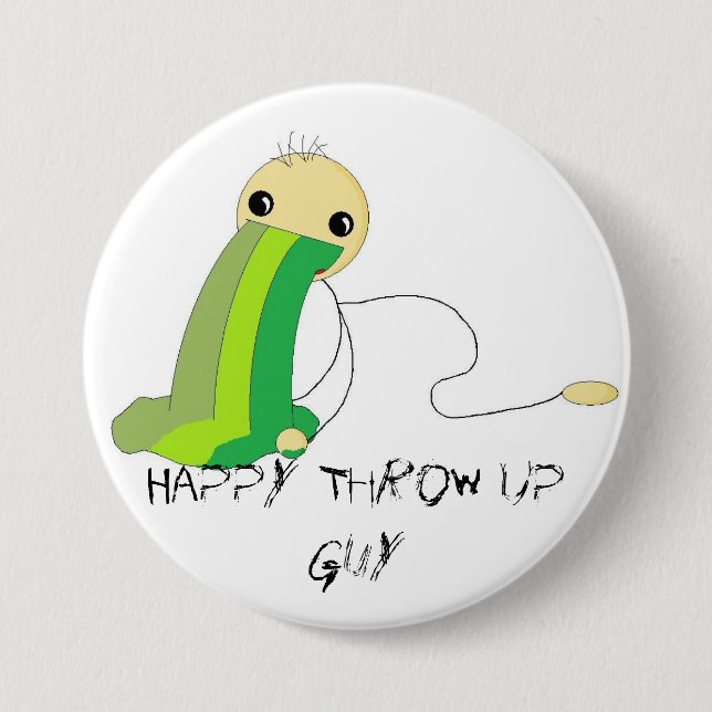 Happy Throw Up Guy (button) 7.5 Cm Round Badge (Front)