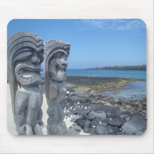 Happy tiki statue Hawaiian mousepad
