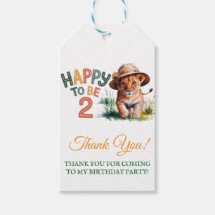 Happy To Be 2 Lion Cub Birthday Party Gift Tags