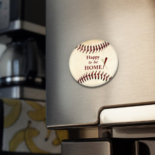 Happy to be Home Rustic Baseball Strings Magnet