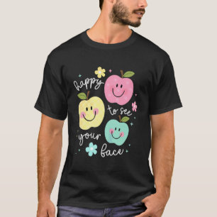 Happy to See Your Face Groovy Apple Smile Face Tea T-Shirt