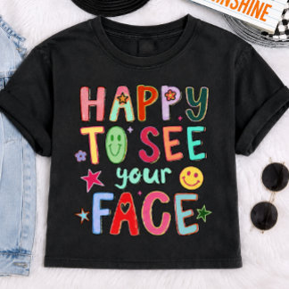 Happy to See Your Face Retro Smiley Graphic Shirt