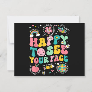 Happy To See Your Face Teacher Student Funny Back Postcard