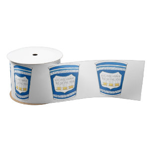 Happy to Serve Greek Blue Diner Coffee Cup Ribbon Satin Ribbon