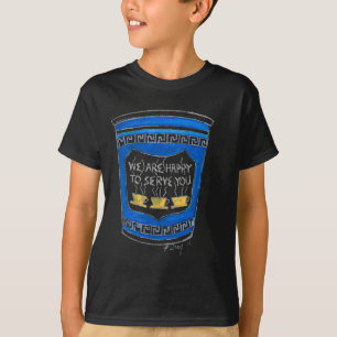 Happy To Serve You Blue Greek Diner Coffee Cup Nyc T-Shirt