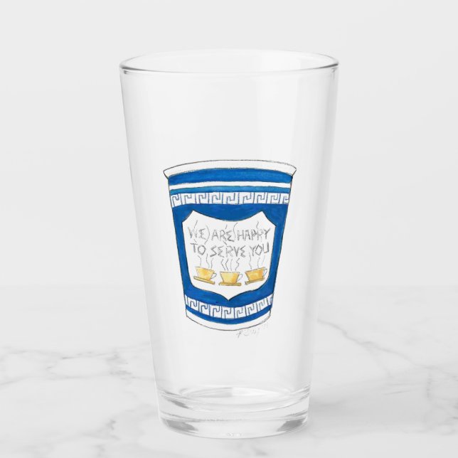 Happy to Serve You Greek Diner Coffee Cup (Front)