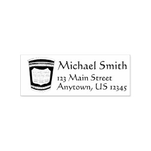 Happy to Serve You NYC Greek Coffee Cup Address Rubber Stamp