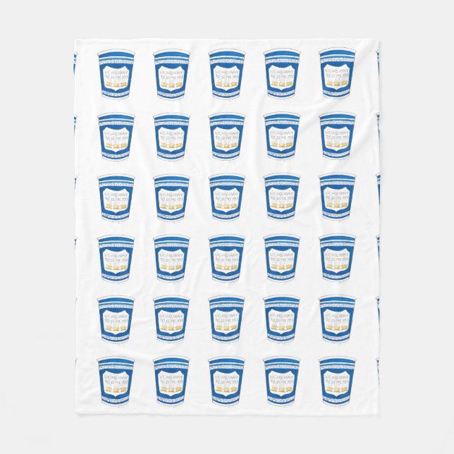 Happy to Serve You NYC Greek Deli Blue Coffee Cup Fleece Blanket (Front)
