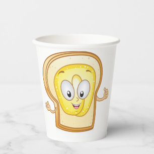 Happy Toast Kawaii Buttered Bread Slice Paper Cups