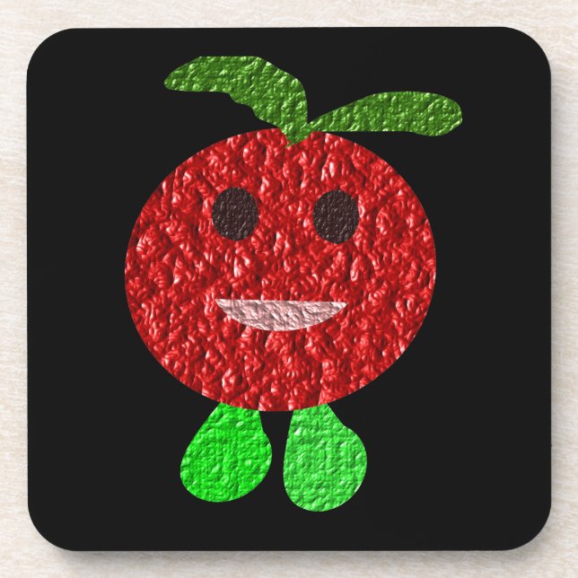 Happy Tomato Cork Coaster (Front)