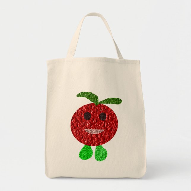 Happy Tomato Organic Grocery Tote Bag (Front)