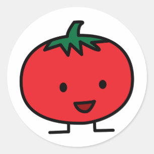 Happy Tomato Red Vegetable Fruit Classic Round Sticker