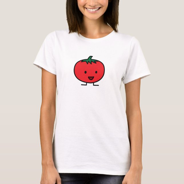 Happy Tomato Red Vegetable Fruit T-Shirt (Front)