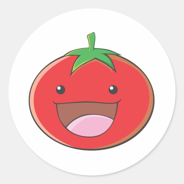 Happy Tomato Smiling Classic Round Sticker (Front)