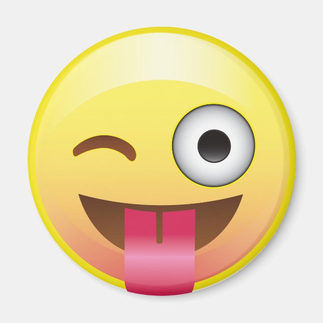 Happy Tongue Out Wink Emoji Funny Face Magnet (Front)