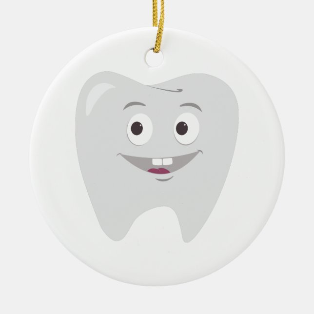Happy Tooth Ceramic Tree Decoration (Front)