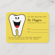 Happy Tooth Dentist Appointment Reminder Yellow