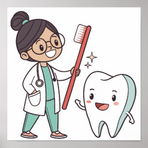 Happy Tooth & Friendly Dentist Poster