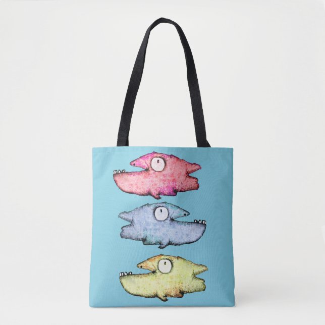 Happy Toothy Colourful Fish Tote Bag (Front)