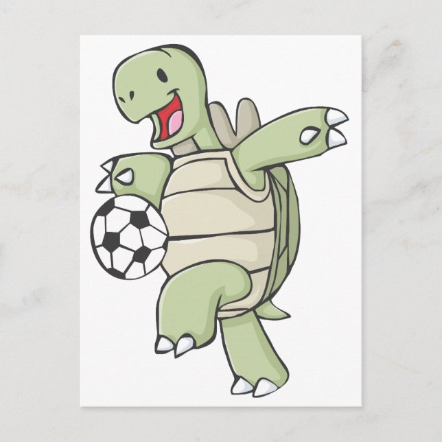 Happy Tortoise Playing Soccer Postcard (Front)