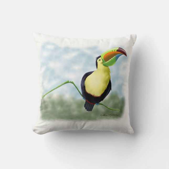 Happy Toucan Cartoon Cushion (Front)